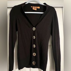 Tory Burch Simone Wool Cardigan- Dark Brown cardigan